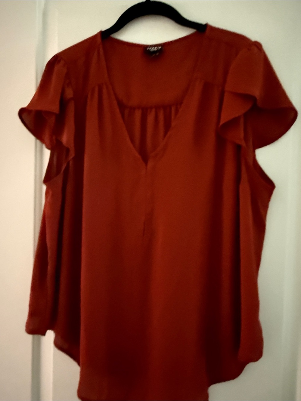 torrid Rust V-Neck Flutter Sleeve Blouse